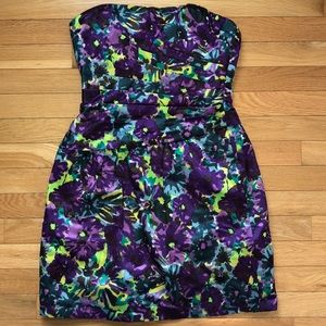 BCBG Strapless floral dress